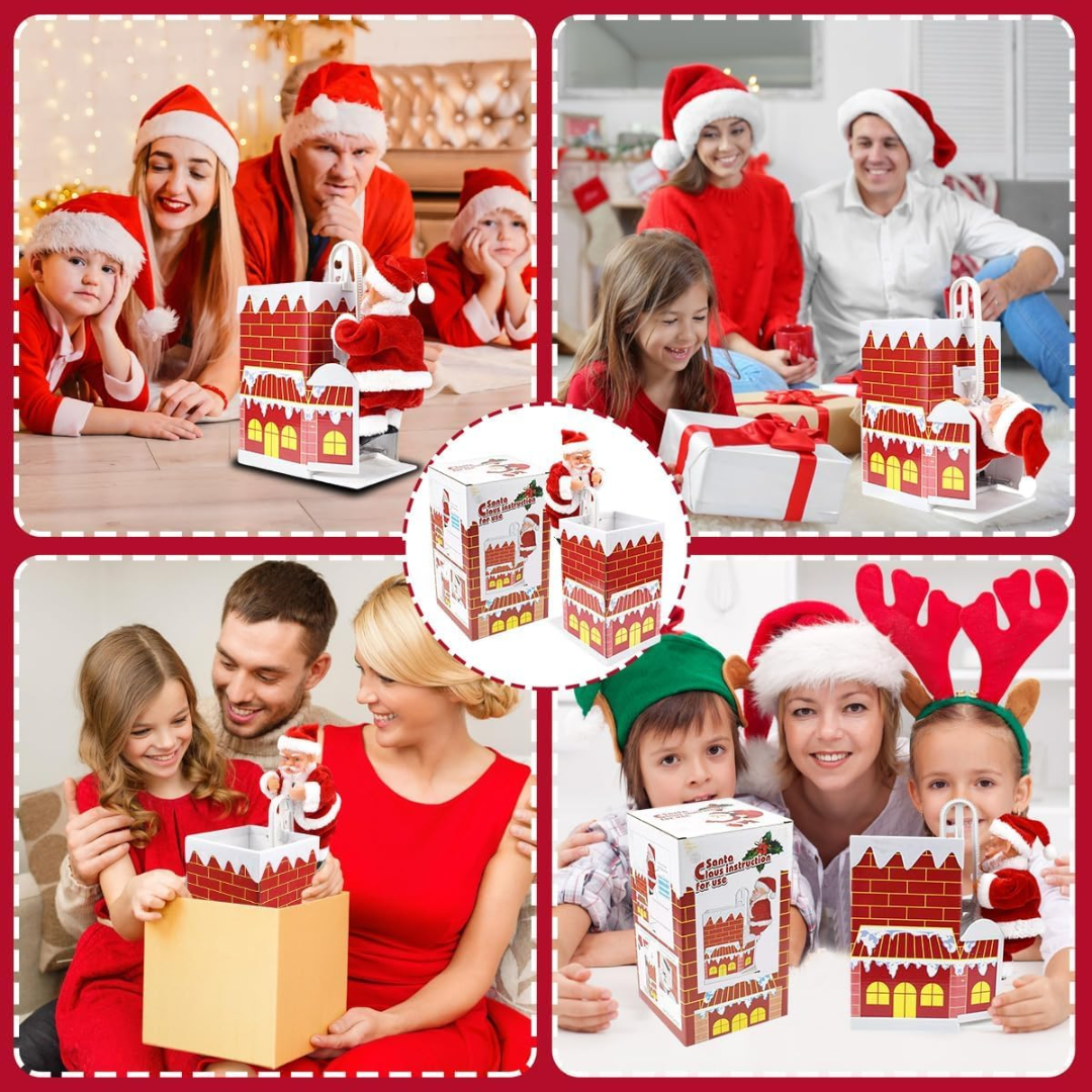 Deda Mraz koji izlazi iz dimnjaka