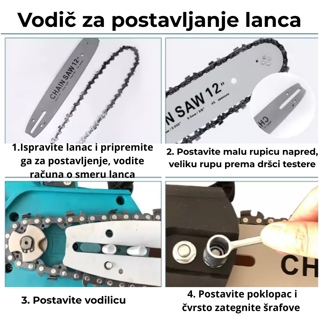 Električna testera 12" inča sa 2 baterije