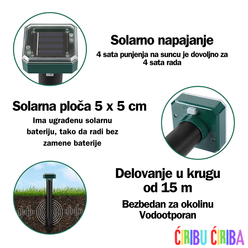 Solarni rasterivač krtica i štetočina (set 2 komada)